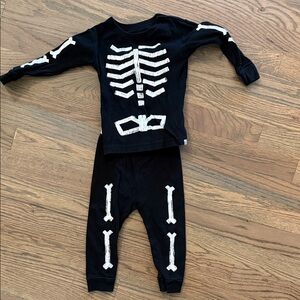 GAP Black Pajama Set with White Skeleton Print